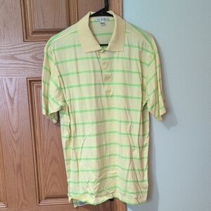 Peter Millar Yellow and Green Striped Polo Shirt